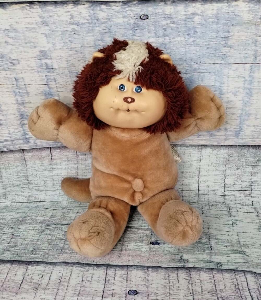 Vintage Cabbage Patch Kids Koosas Pet Cat Lion Blue Eyes Dimples 1983